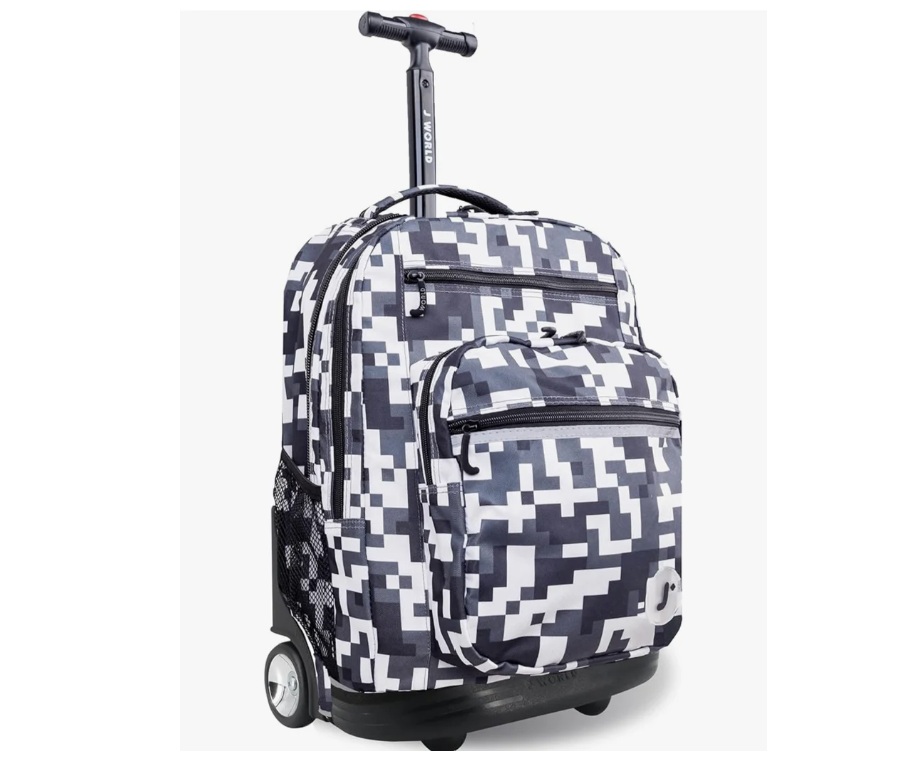 PRE-ORDER| J World New York Sundance Rolling Backpack Girl Boy Roller Bookbag, CAMO, 20 Inch